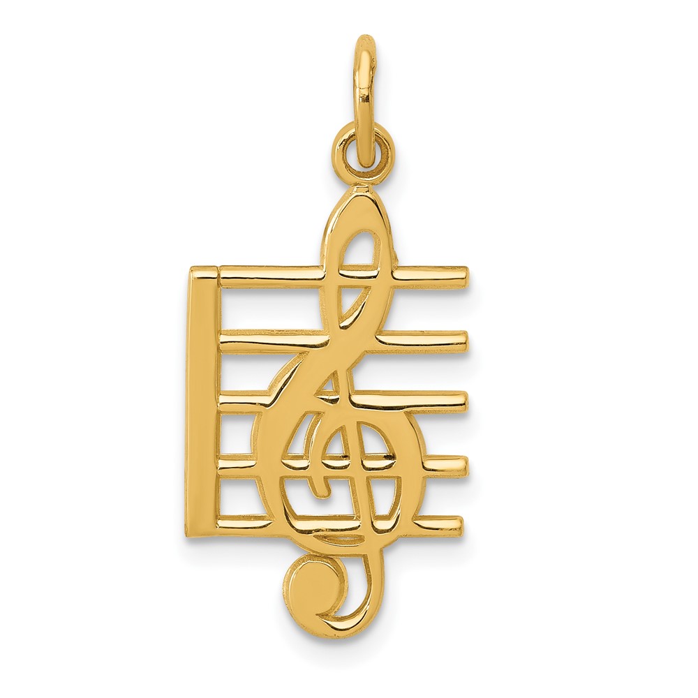 14K Yellow Gold Musical Staff Charm