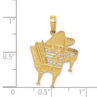 14K Yellow Gold Baby Grand Piano Pendant view 4