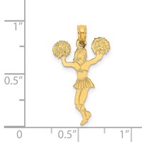 14K Yellow Gold Cheerleader Charm with Pom-Poms view 4