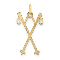 14K Yellow Gold Ski Poles Charm view 3