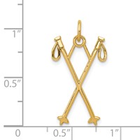 14K Yellow Gold Ski Poles Charm view 4