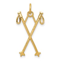 14K Yellow Gold Ski Poles Charm view 1