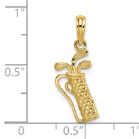 14K Yellow Gold Golf Bag Charm with Clubs view 3