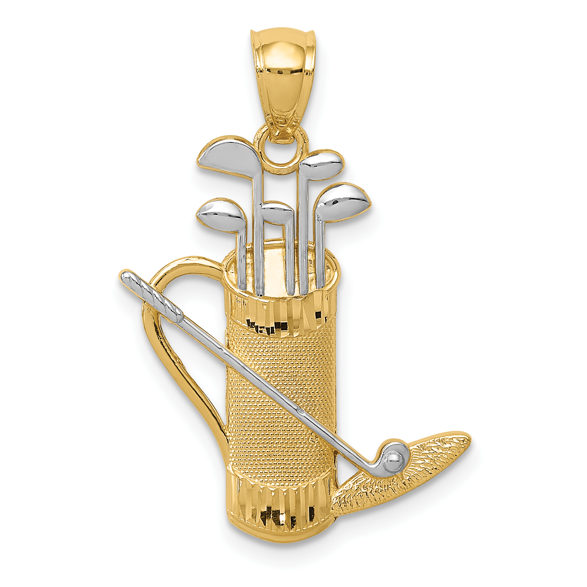 14k and Rhodium Golf Bag Pendant (K3551)