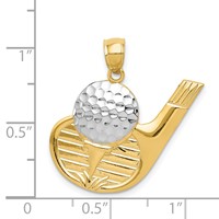14K and White Rhodium Golf Club and Ball Pendant view 4