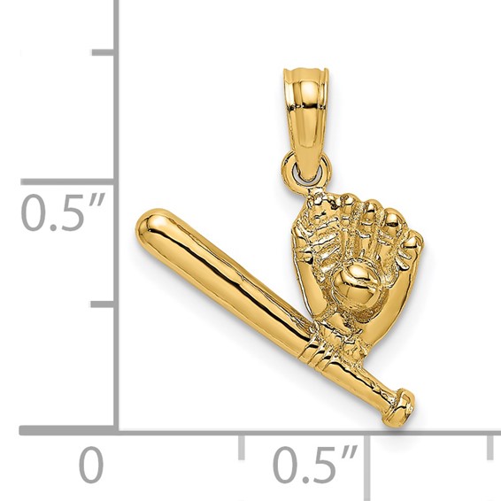 14K Baseball/Bat/Glove Charm