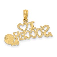 14K Yellow Gold I Heart Soccer Charm with Ball view 4