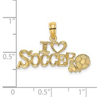 14K Yellow Gold I Heart Soccer Charm with Ball view 3