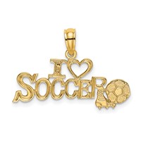 14K Yellow Gold I Heart Soccer Charm with Ball view 1