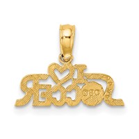 14K Yellow Gold I Heart Soccer Charm view 4