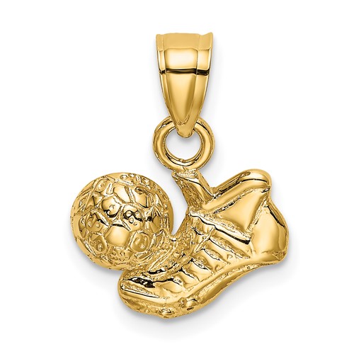 14K Yellow Gold Soccer Ball Charm with Shoe