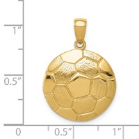 14K Yellow Gold Large Domed Soccer Ball Pendant view 4
