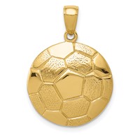 14K Yellow Gold Large Domed Soccer Ball Pendant view 1