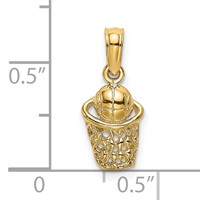14K Yellow Gold Mini Basketball Charm with Net view 3