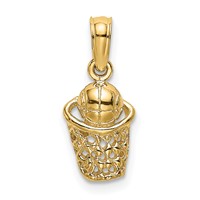 14K Yellow Gold Mini Basketball Charm with Net view 1