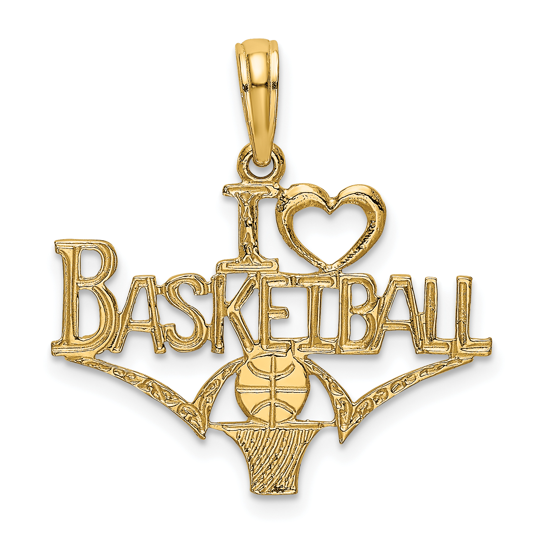 14K I HEART BASKETBALL with Ball and Net Charm K3595