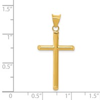 14K Yellow Gold 3-D Polished Hollow Cross Pendant view 3