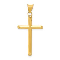 14K Yellow Gold 3-D Polished Hollow Cross Pendant view 1