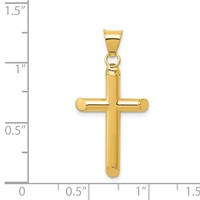 14K Yellow Gold 3-D Polished Hollow Cross Pendant view 3