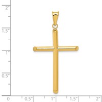 14K Yellow Gold 3-D Polished Hollow Cross Pendant view 3