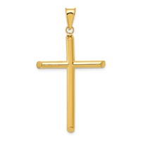 14K Yellow Gold 3-D Polished Hollow Cross Pendant view 1