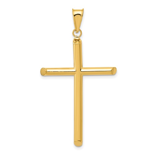 14K Yellow Gold 3-D Polished Hollow Cross Pendant