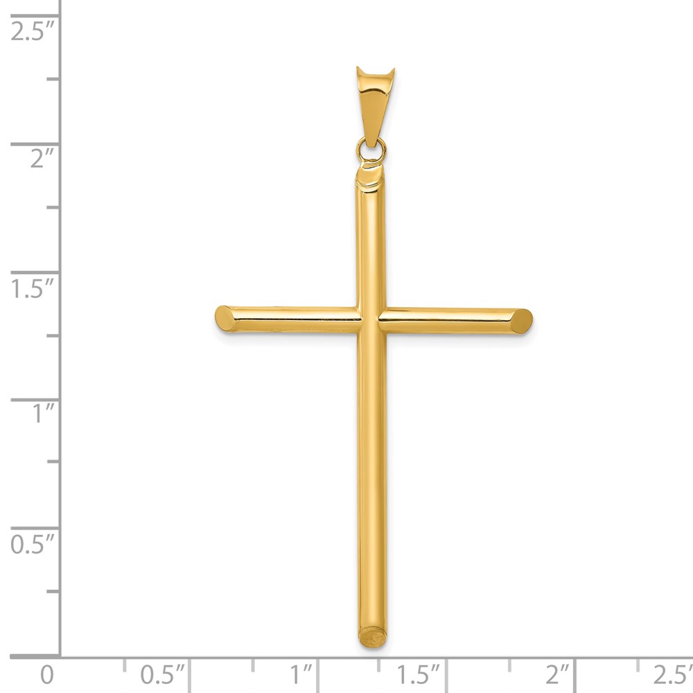 14k 3-D Polished Hollow Cross Pendant (K3609)