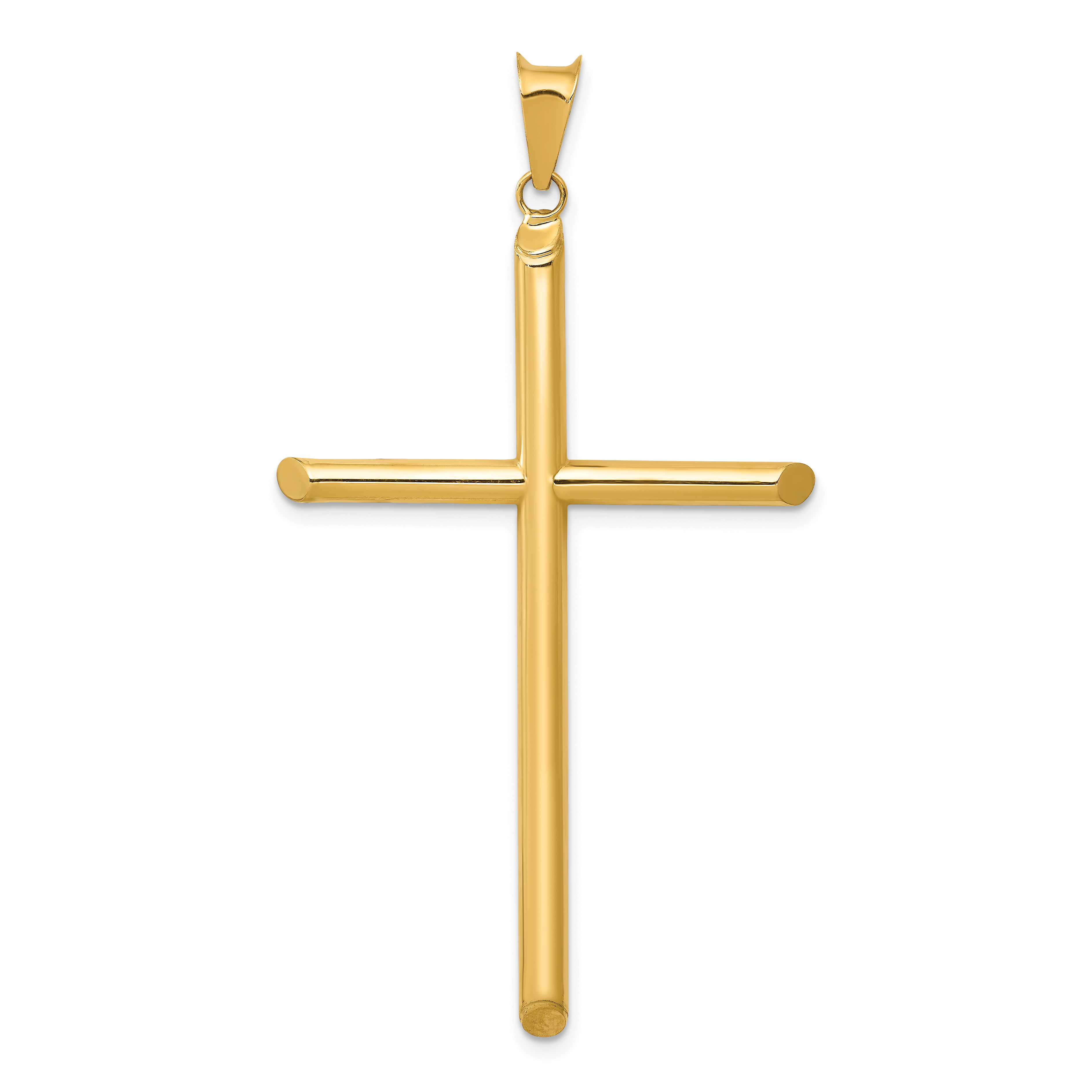 14k 3-D Polished Hollow Cross Pendant (K3609)