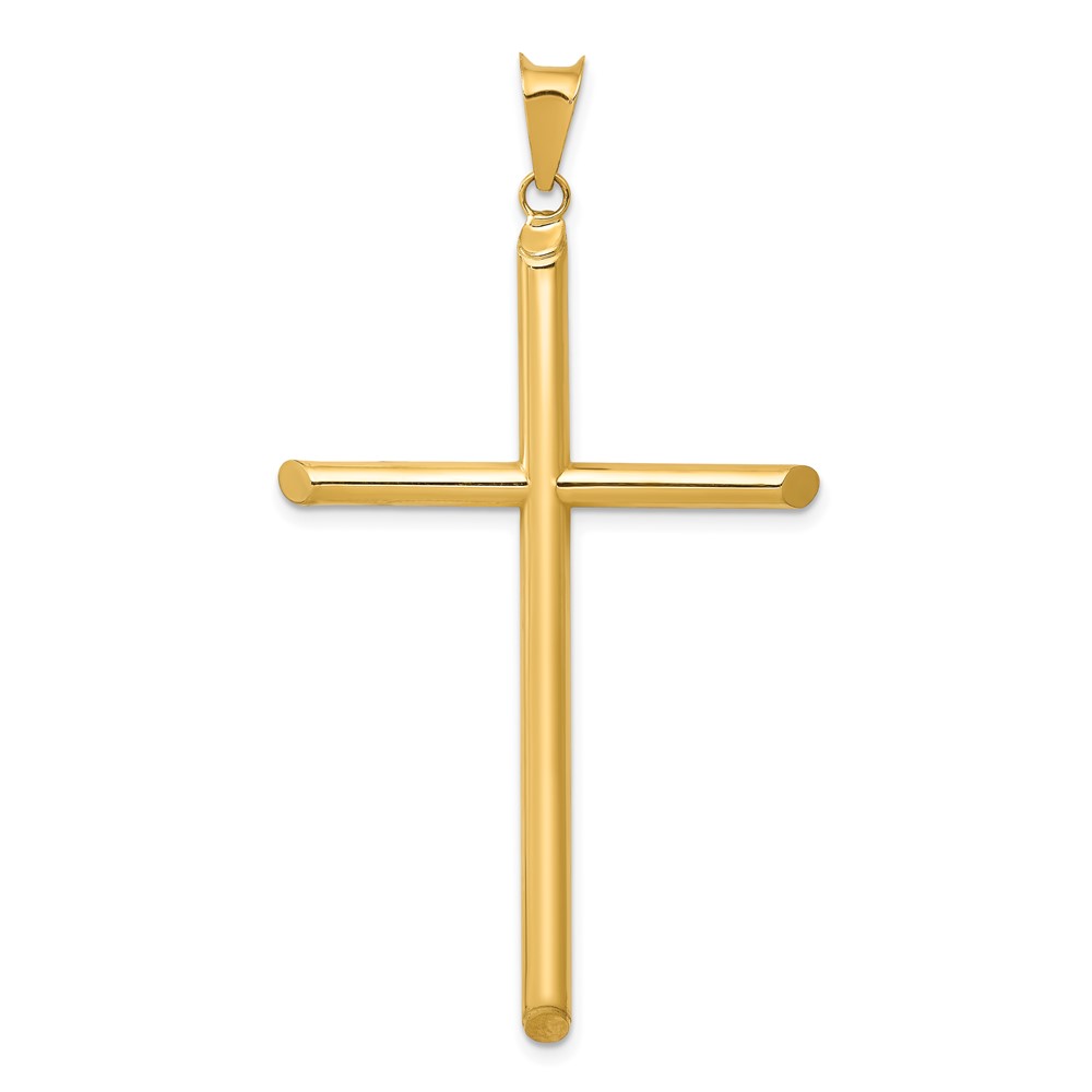14k 3-D Polished Hollow Cross Pendant (K3609)