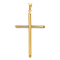 14K Yellow Gold 3-D Polished Hollow Cross Pendant view 1