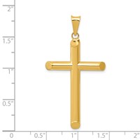 14K Yellow Gold 3-D Polished Hollow Cross Pendant view 3