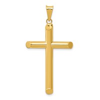 14K Yellow Gold 3-D Polished Hollow Cross Pendant view 1