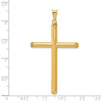 14K Yellow Gold Large 3-D Polished Hollow Cross Pendant view 3