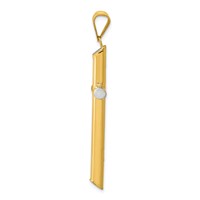 14K and White Rhodium 3-D Hollow Cross Pendant view 2