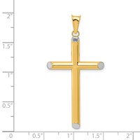 14K and White Rhodium 3-D Hollow Cross Pendant view 3