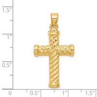 14K Yellow Gold Reversible Diamond-cut Textured Cross Pendant view 3