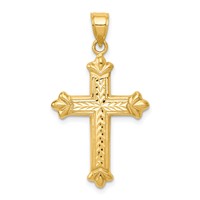 14K Reversible Diamond-cut Cross Pendant view 1