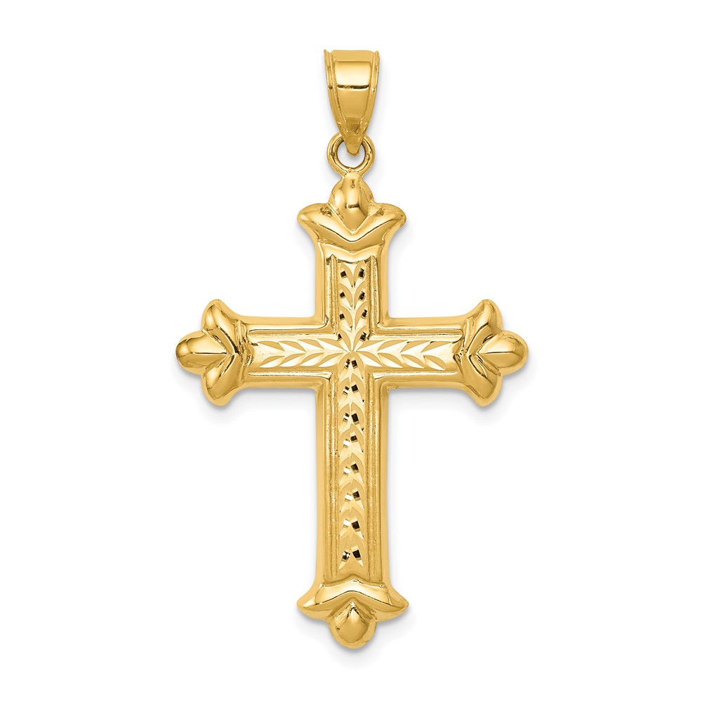 14K Reversible Diamond-cut Cross Pendant