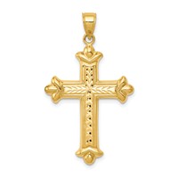 14K Reversible Diamond-cut Cross Pendant view 1