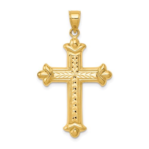 14K Yellow Gold Reversible Diamond-cut Cross Pendant