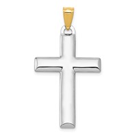 14K and White Rhodium Reversible Yellow White Cross Pendant view 4