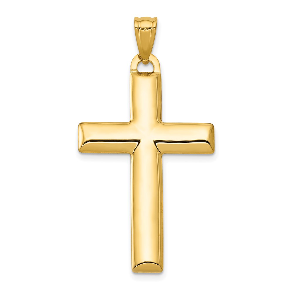 14K and White Rhodium Reversible Yellow White Cross Pendant
