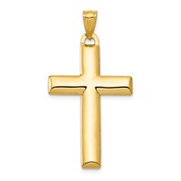14K and White Rhodium Reversible Yellow White Cross Pendant view 1