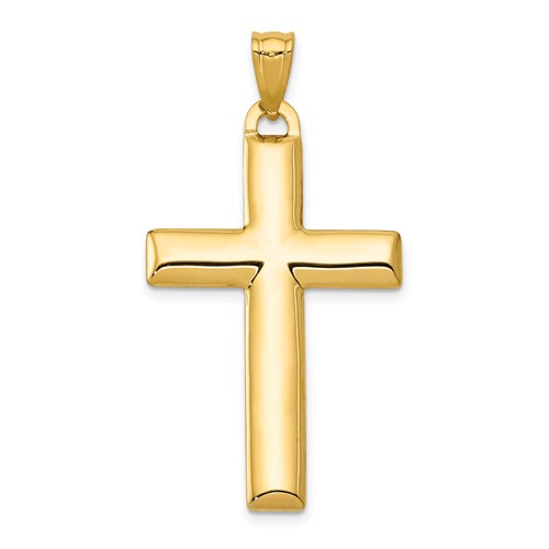 14K and White Rhodium Reversible Yellow White Cross Pendant