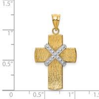 14K Two-tone Diamond-cut -x- Cross Pendant view 3