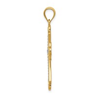 14K and White Rhodium Budded Cross Pendant view 2