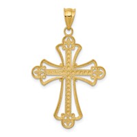 14K and White Rhodium Budded Cross Pendant view 4