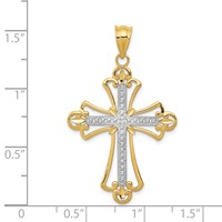 14K and White Rhodium Budded Cross Pendant view 3