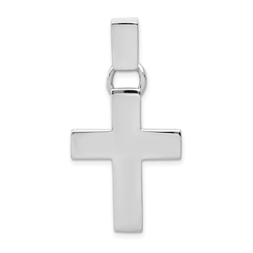 14K White Gold Modern Cross Pendant