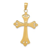 14K and White Rhodium Textured Cross Pendant view 4